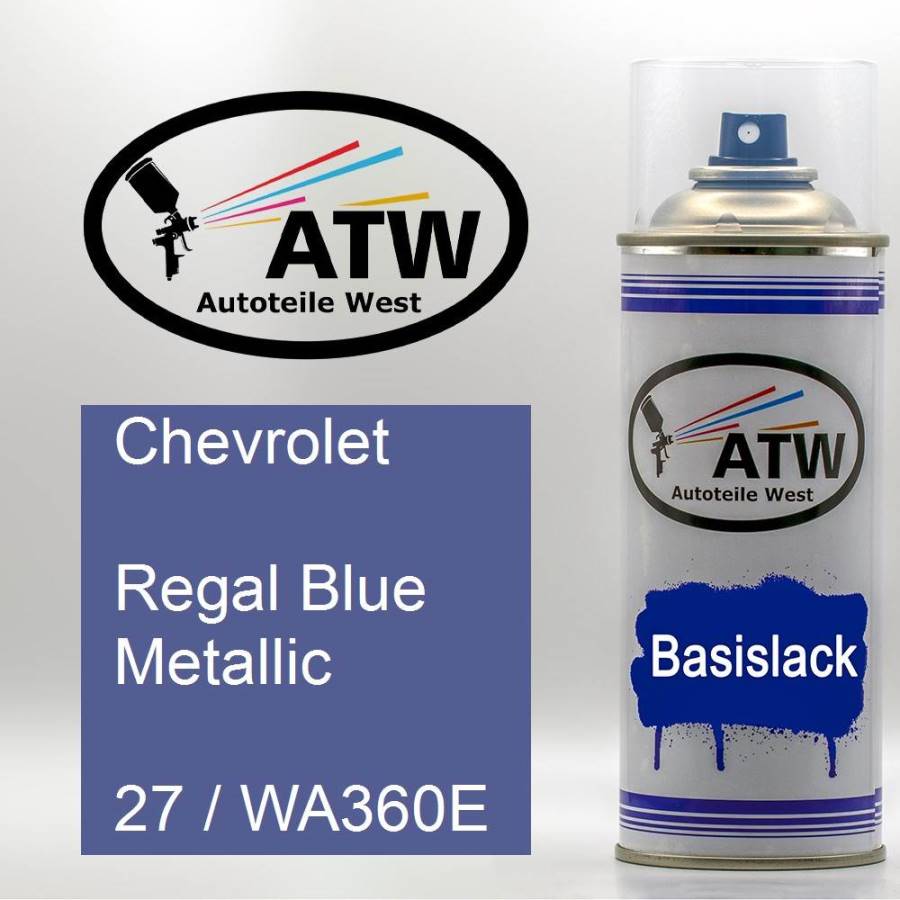 Chevrolet, Regal Blue Metallic, 27 / WA360E: 400ml Sprühdose, von ATW Autoteile West.